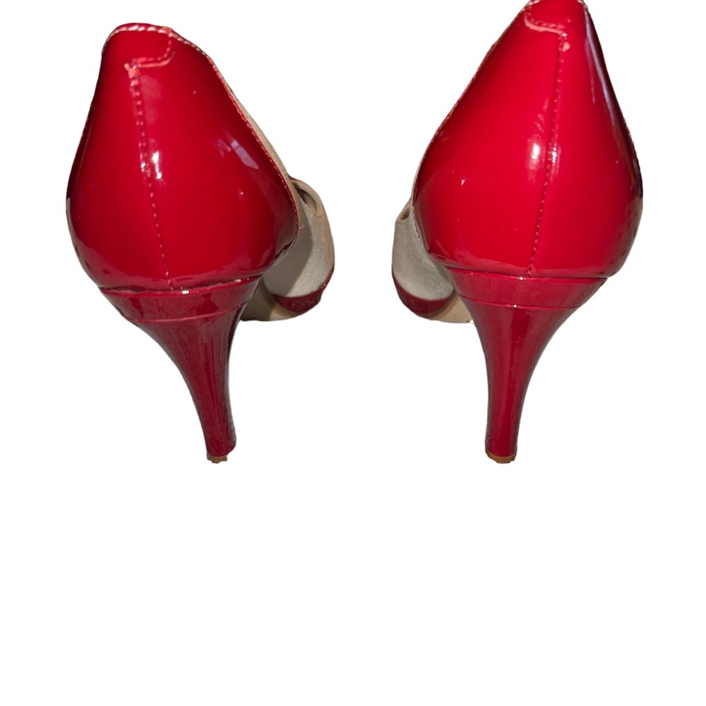Cole Haan Nami Air Open Toe Pumps Women’s Size 7B Red And Beige 3.5” Heel EUC - Picture 10 of 10